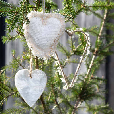 Julepynt hjerte, jute/perler Lama Interiør