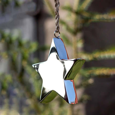 Julepynt stor stjerne, rustfritt stål, 6 stk. Lama Interiør