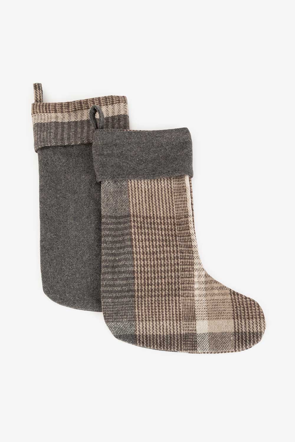 Julestrømpe ull, Beige/Grå Lama Interiør