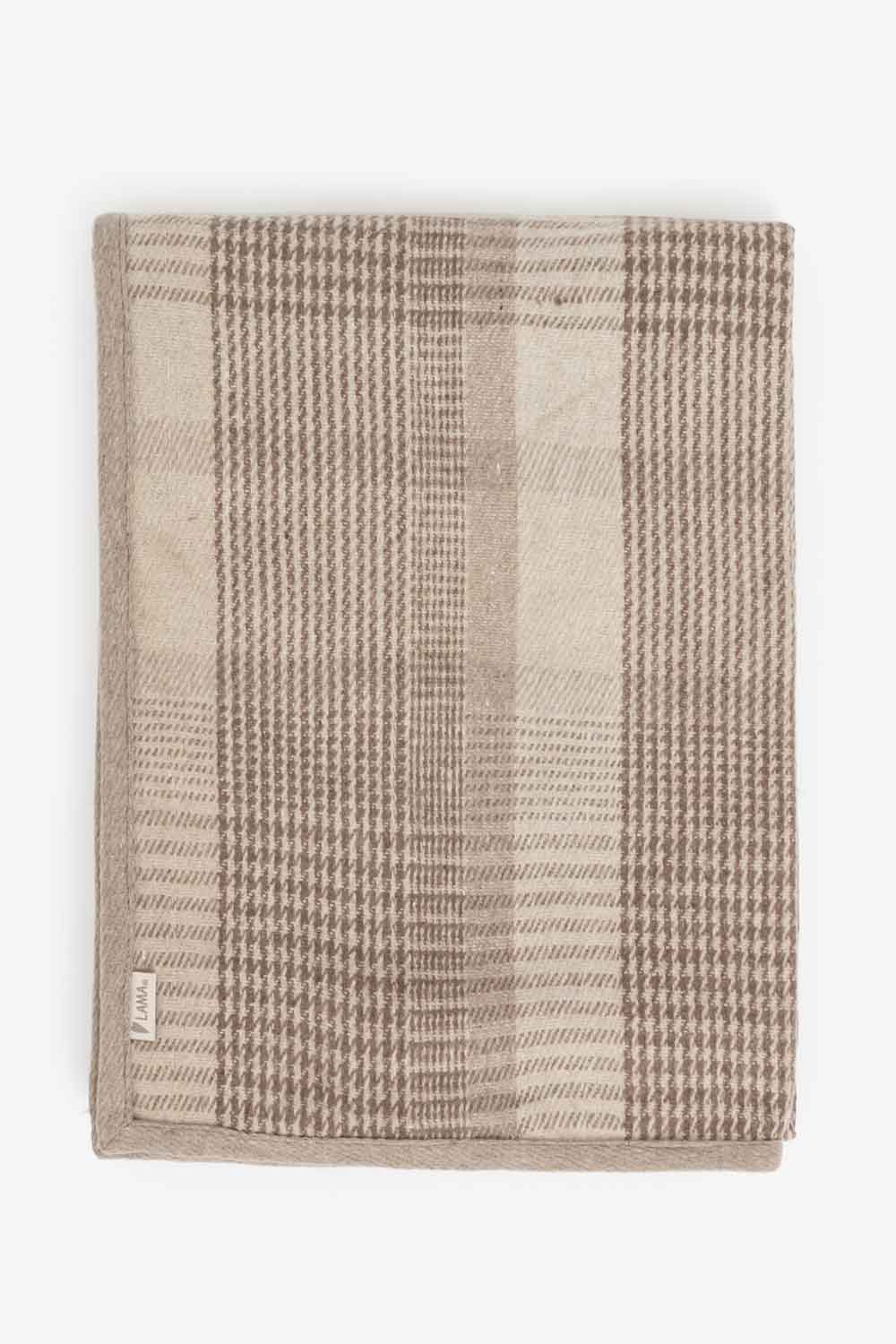 Pledd lys beige glencheck, resirkulert ull Lama Interiør