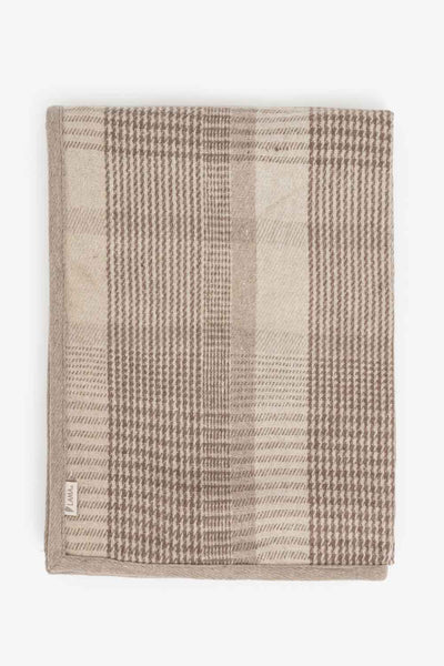 Pledd lys beige glencheck, resirkulert ull Lama Interiør