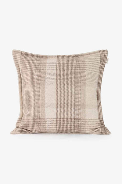 Putetrekk lys beige glencheck, resirkulert ull 50x50 cm Lama Interiør