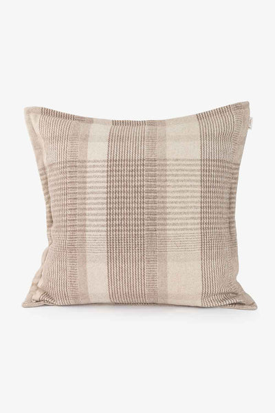 Putetrekk lys beige glencheck, resirkulert ull 60c60 cm Lama Interiør