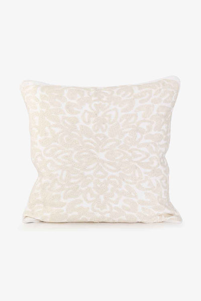 Putetrekk med brodert dekor, Offwhite Lama Interiør