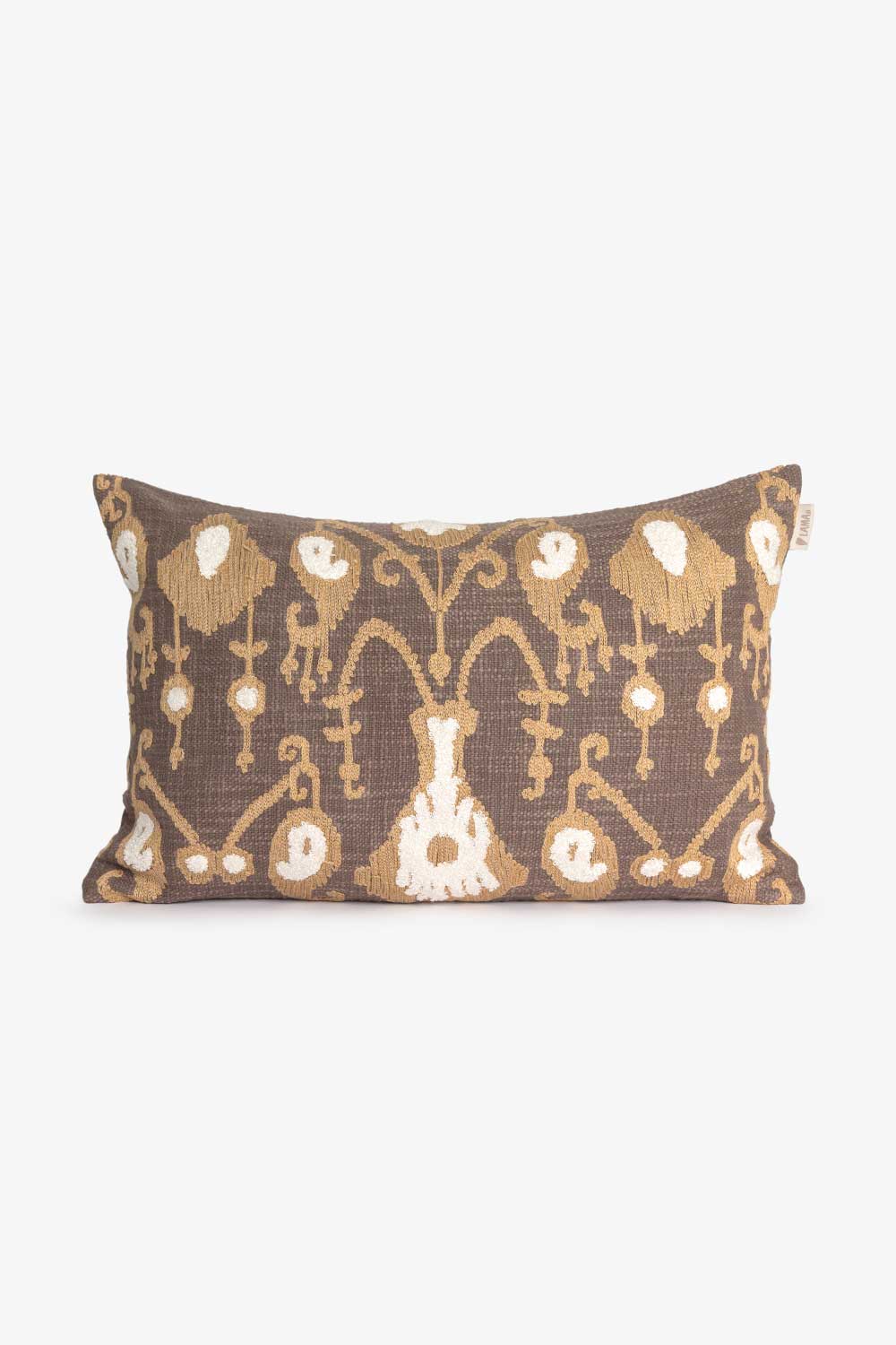 Pyntepute med brodert mønster, Nougat/Offwhite Lama Interiør