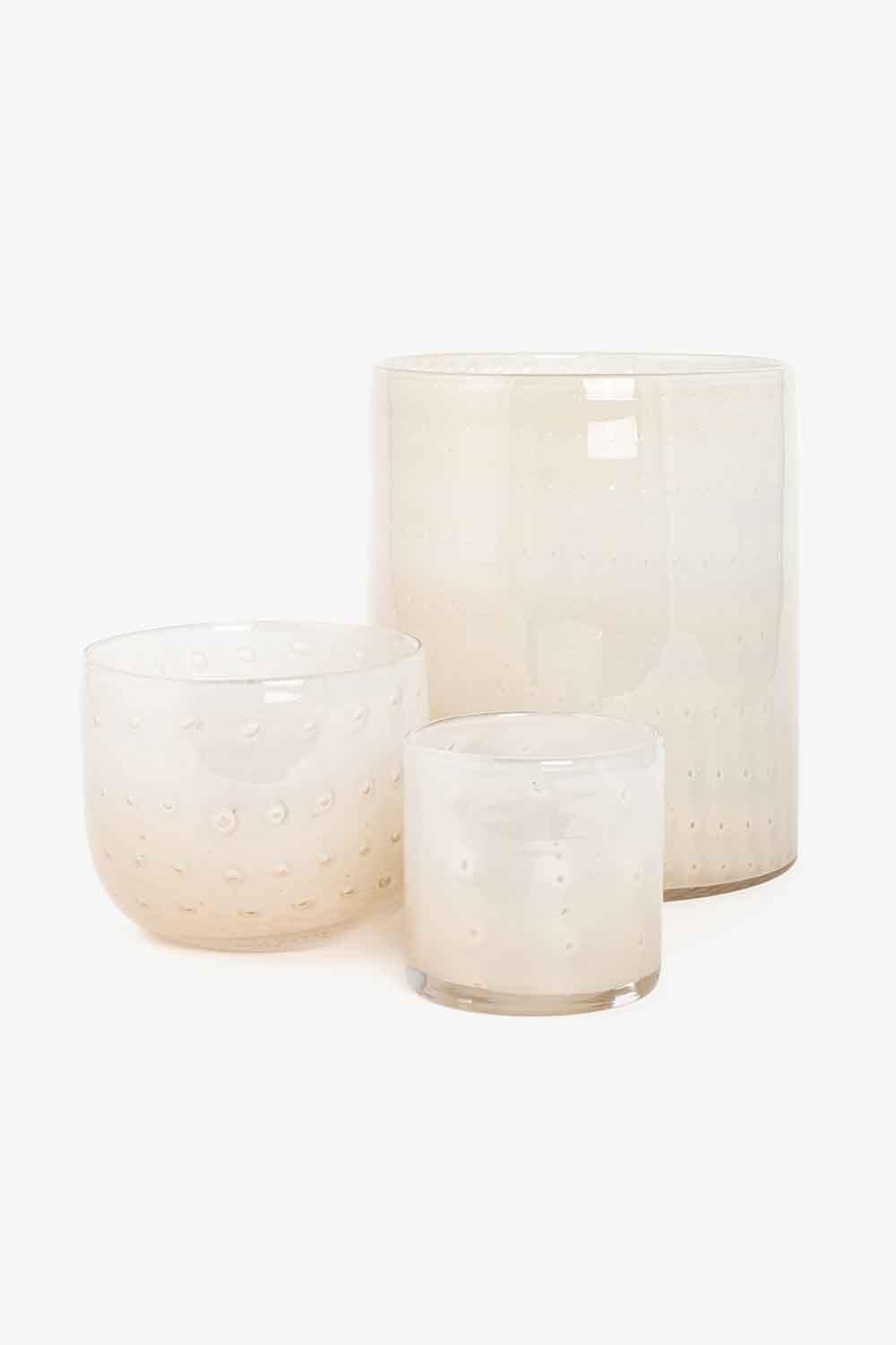 Telysholder/vase glass, Creme Lama Interiør