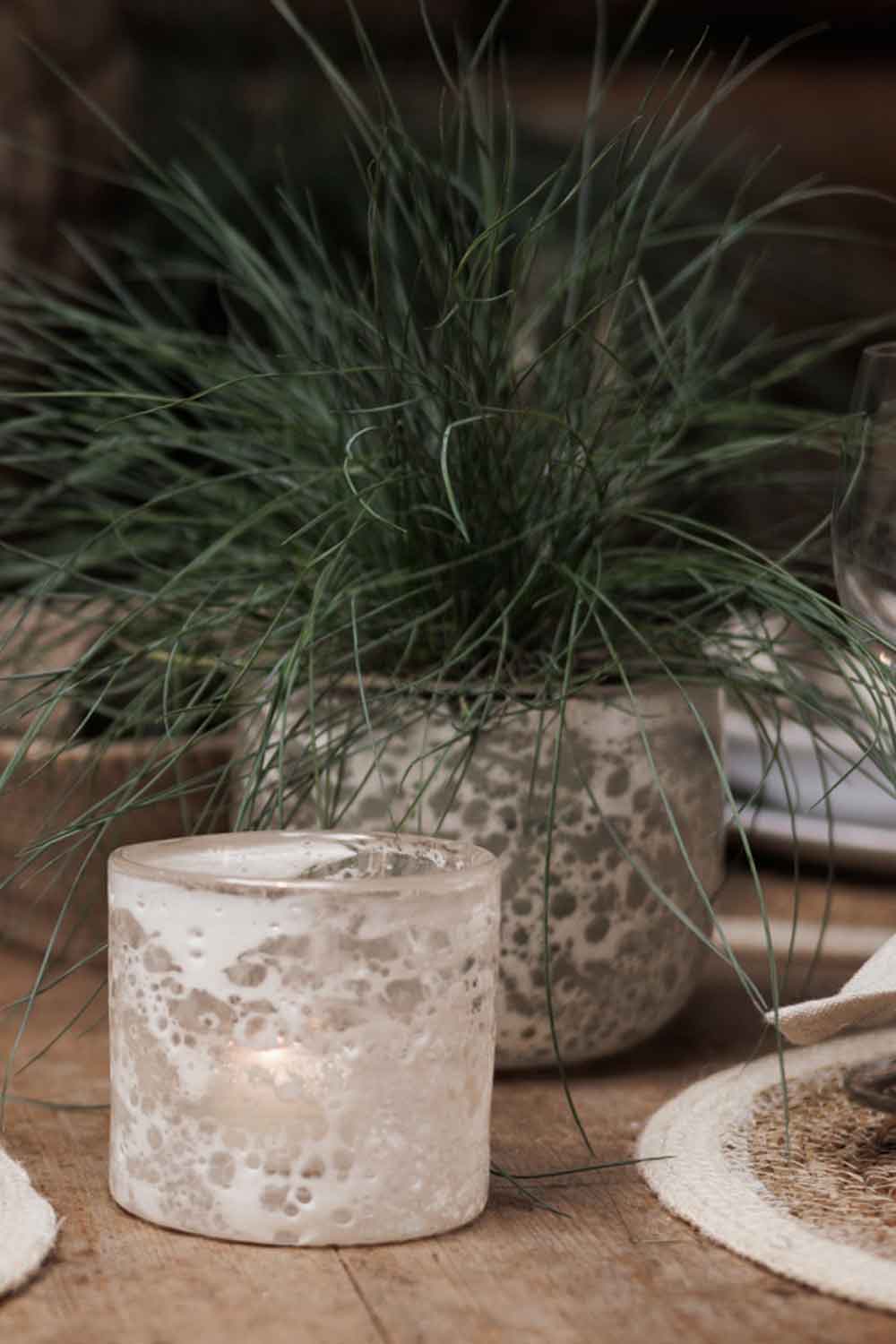 Telysholder/vase glass, Hvit boble Lama Interiør
