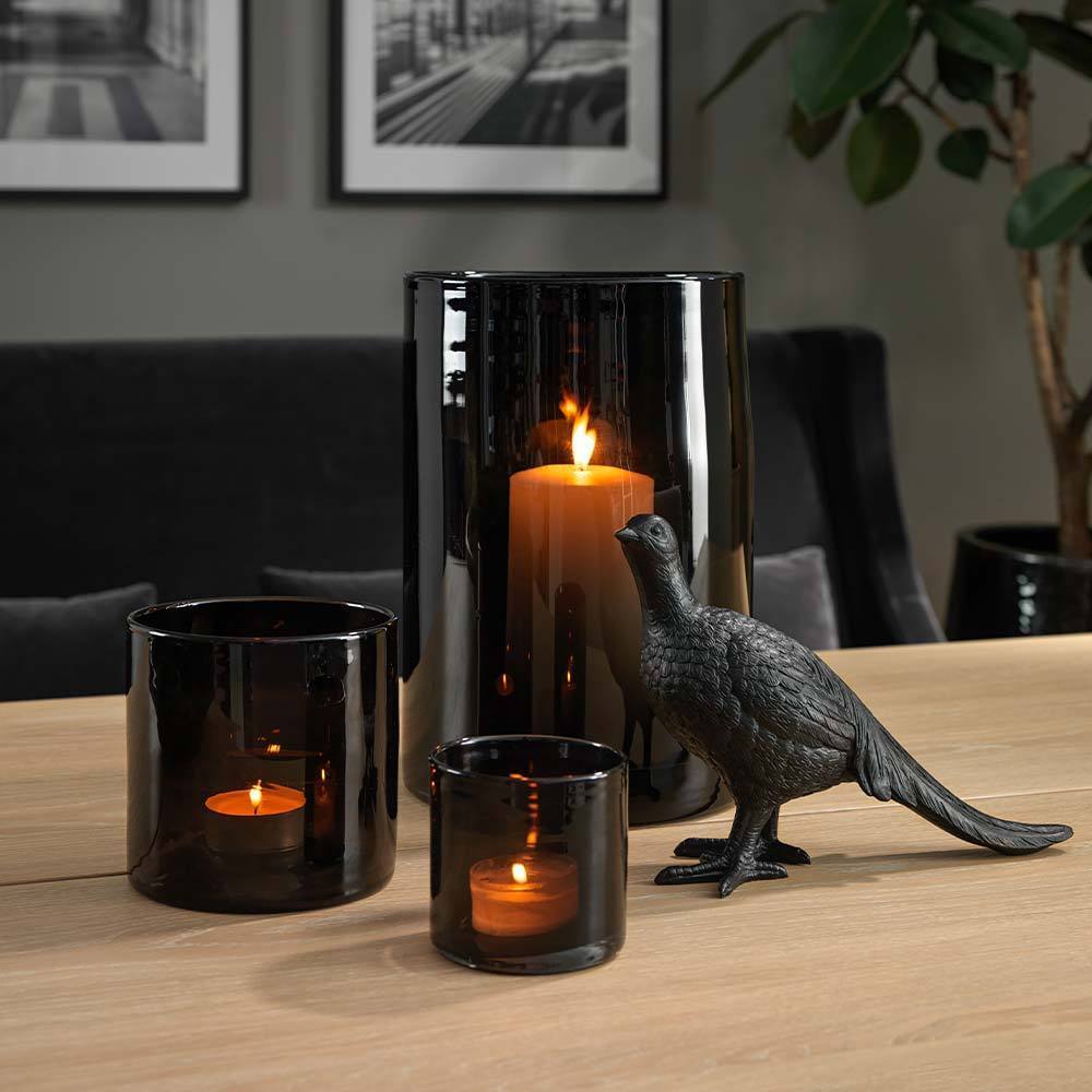 Telysholder/vase glass, Sort Lama Interiør