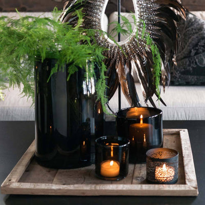 Telysholder/vase glass, Sort Lama Interiør
