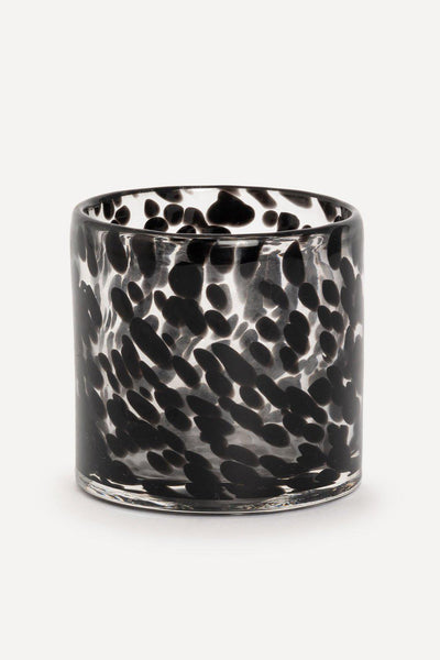 Telysholder/vase glass, Sort leopard Telysholder Lama Interiør