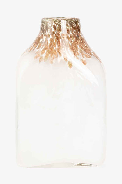 Vase glass, Hvit med bronzedråper Lama Interiør