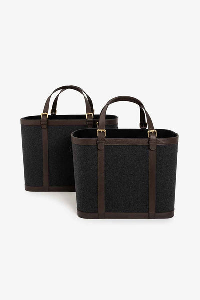 Vedkurv sett à 2, ull/skinn - Halvor Bakke Cabin Collection Lama Interiør