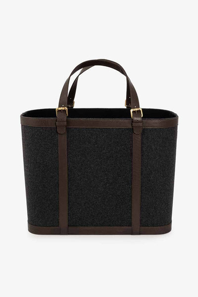 Vedkurv sett à 2, ull/skinn - Halvor Bakke Cabin Collection Lama Interiør